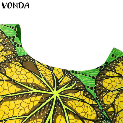Summer Maxi Dress VONDA Sexy Bat-wing Sleeve Party Sundress 2024 Fashion Bohemian Printed Vestidos Casual Robe Oversized