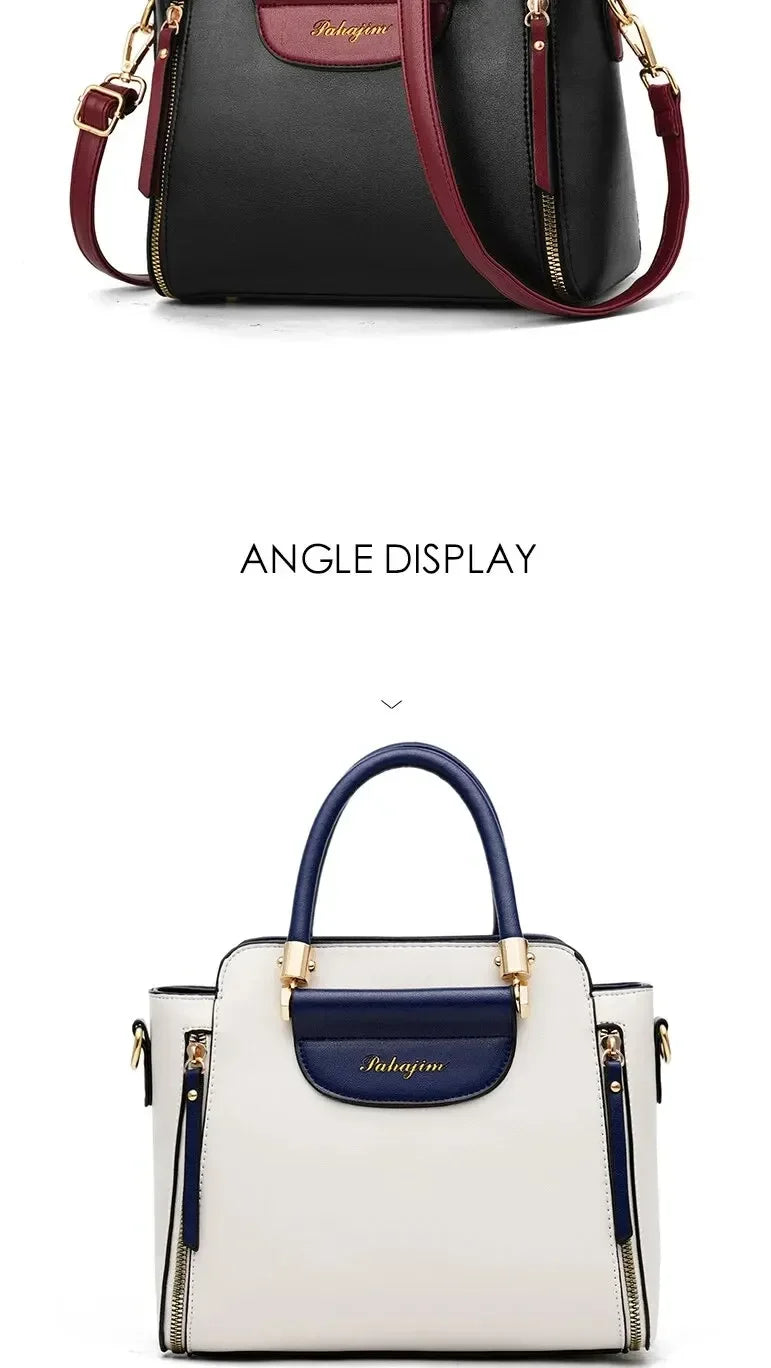 Fashion Color Contrast Handbag, Stitching Striped Crossbody Bag Women's Elegant Office & Work Purse