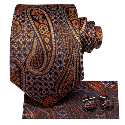 Hi-Tie Peacock Blue Novelty Designer Silk Wedding Tie For Men Hanky Cufflinks Gift Mens Fashion Necktie Set Business Party