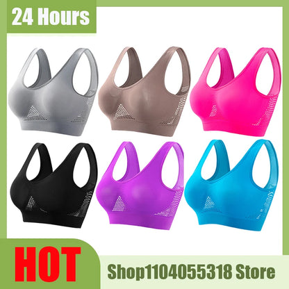 S-5XL Seamless Bras For Women Push Up Hollow Breathable Sports Bra Female Unwired No Pads Crop Top Girls Sexy Lingerie Brassiere