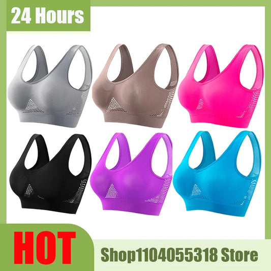 S-5XL Seamless Bras For Women Push Up Hollow Breathable Sports Bra Female Unwired No Pads Crop Top Girls Sexy Lingerie Brassiere