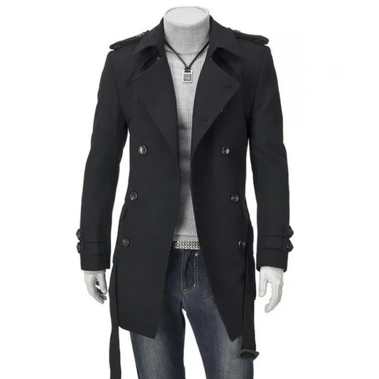 New Arrival Autumn/winter Men's Korean Style Overcoat Fashionable Shoulder Length Medium-length Row Button Woolen Overcoat