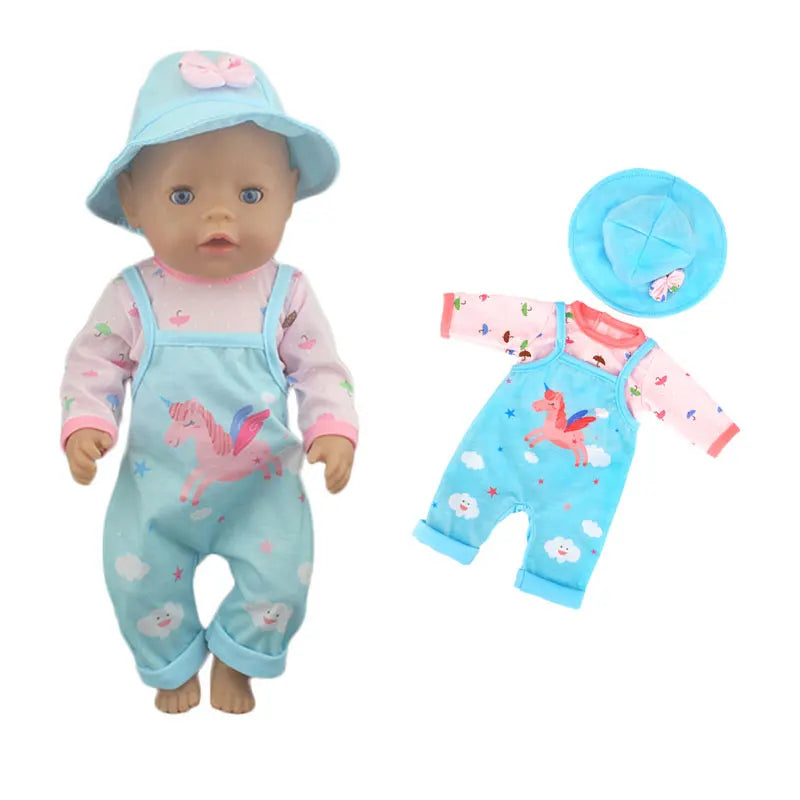 2023 Fashion Doll Jump Suits Fit For 43cm Baby Doll 17 Inch Reborn Baby Doll Clothes