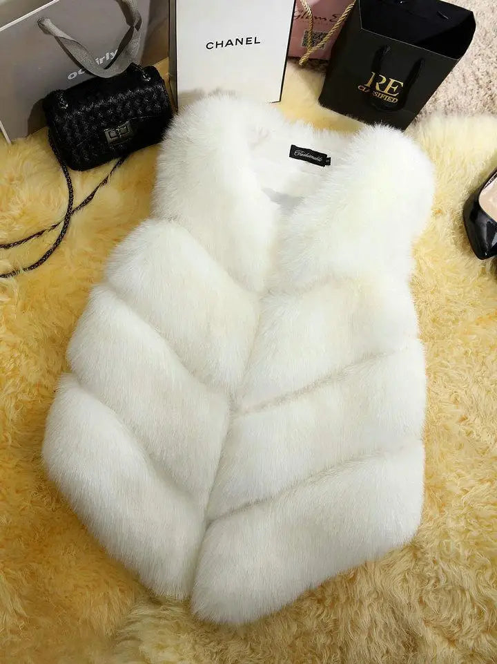 2022 New Fashion Faux Fur Coat Winter Coat Women Waist Fur Gilet Women's Jacket Vest For Ladies