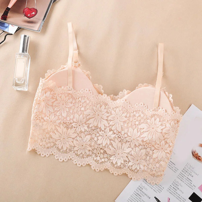 Sexy Women Push Up Wireless Lace Bra Top Women Plus Size Bralette Underwear Lingerie Full Cup Low Back Underwear