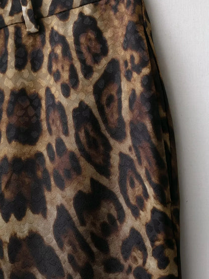 KONDALA Vintage Leopard Print Women Suits V Neck Sashes Long Sleeve Oversized Blazer+Wide Leg Pants Fashion 2025 Autumn Suits