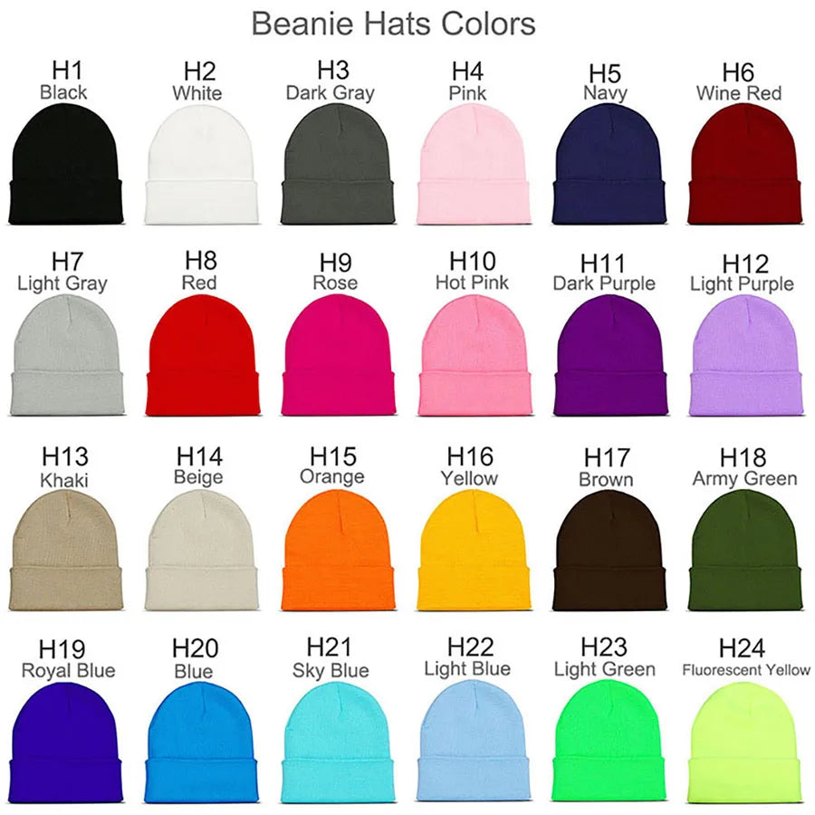 Custom Embroidery Design Logo Text Name Beanies Hats for Men Women Warm Winter Knit Cuff Beanie Cap Wholesale Dropshipping