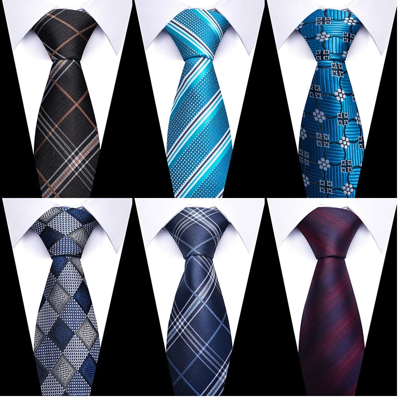 8 cm Tie Men Gravatas Classic Many Color Newest design Silk Necktie Shirt Accessories Striped Sky Blue Man's Office