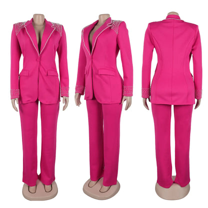 Customized 2 Piece Women Sets Plus Size Dashiki African New Arrival Matching Two Pieces Sets Blazer Coat Top Pants Suits Outfits