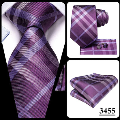 Hi-Tie Light Purple Solid Silk Wedding Tie For Men Quality Hanky Cufflink Gift Necktie Set Fashion Novelty Designer Dropshipping