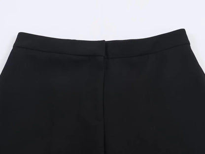 Women's Suit Pants Two-Piece Set Buckle Decoration Long Sleeve Blazer Coat + Straight-Leg Pants 2 Pieces Sets Chic Woman Outfits