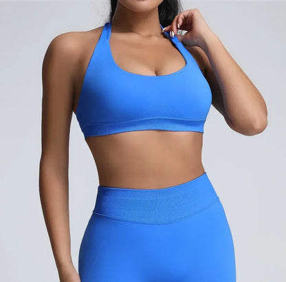 Women's Gym Solid Color Sports Bra Sexy Tight Fitting Backless Seamless with Chest Cushion Vest Exercise Yoga Camisole Top