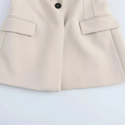 KONDALA 2026 Spring Summer Elegant Office Lady Solid Suits Fashion Slim Single Button Shrug Blazers Chic Zipper Flare Pants