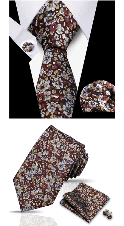 Tie For Men Classic Plaid Handkerchiefs Red Necktie Cufflinks For Men Blouse Business Wedding Accessories Women Collar Man Gift