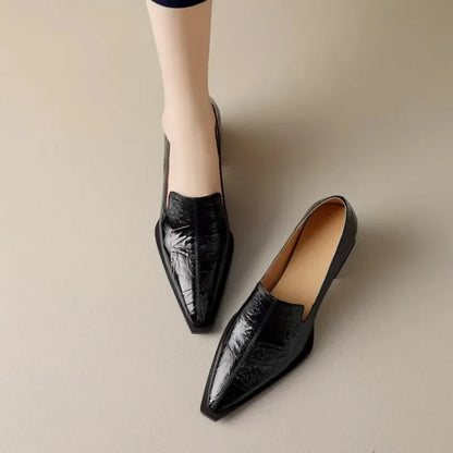 2025 Sapatos Femininas Women Light Weight European Stylish Elegant Black Square Heel Shoes Lady Casual Office Party Shoes