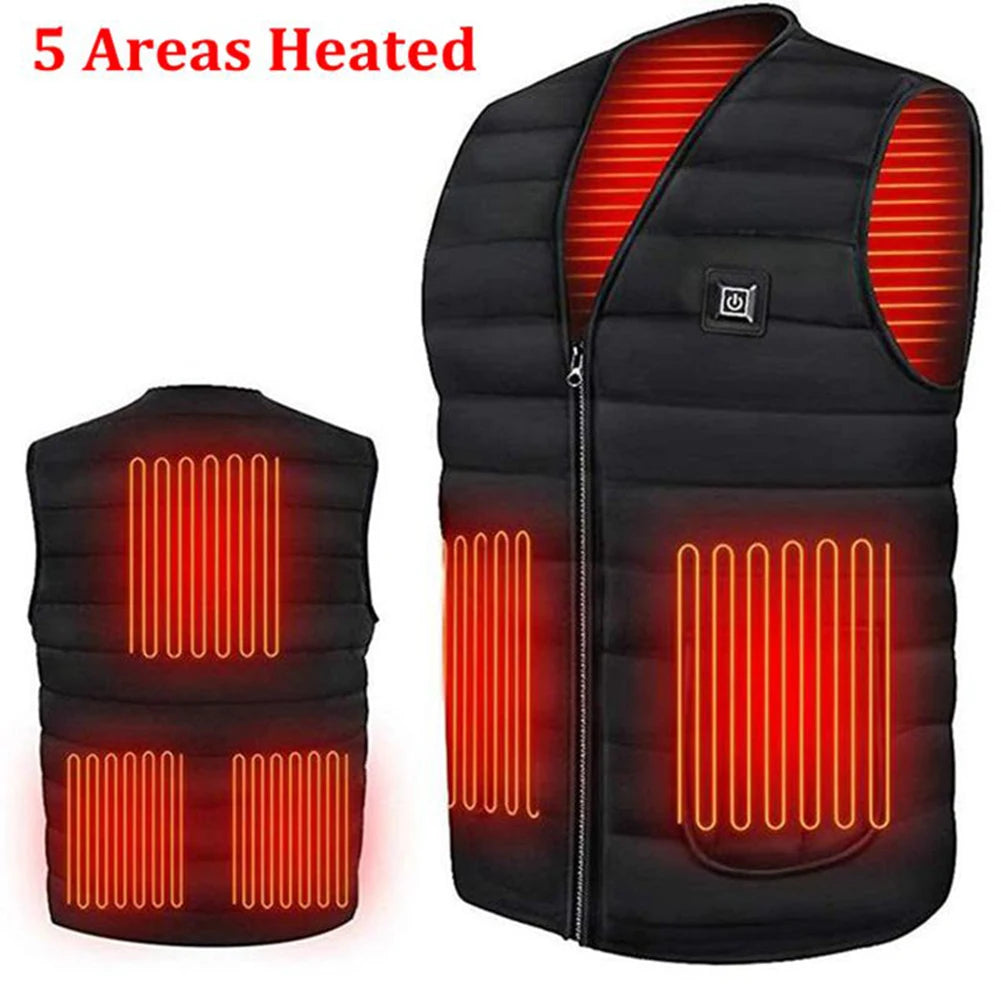 Unisex Heated Vest 9 Area Heating Thermal Jacket USB Electric Heating Vest Men Women Smart Headed Waistcoat for Outdoor Camping