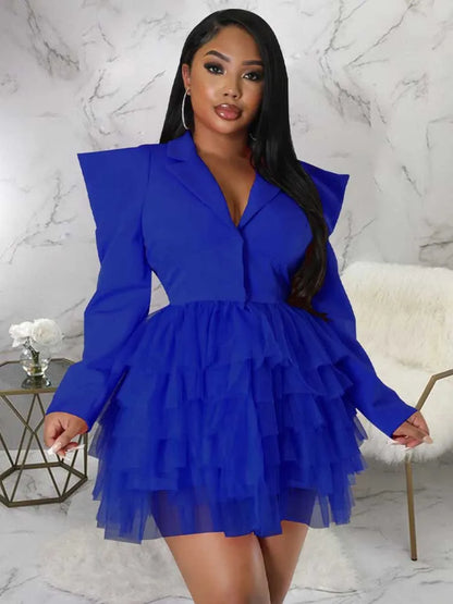 women Elegant and chic dress long sleeve spring female fashion dress mash blazer dress wholesale dropshipping