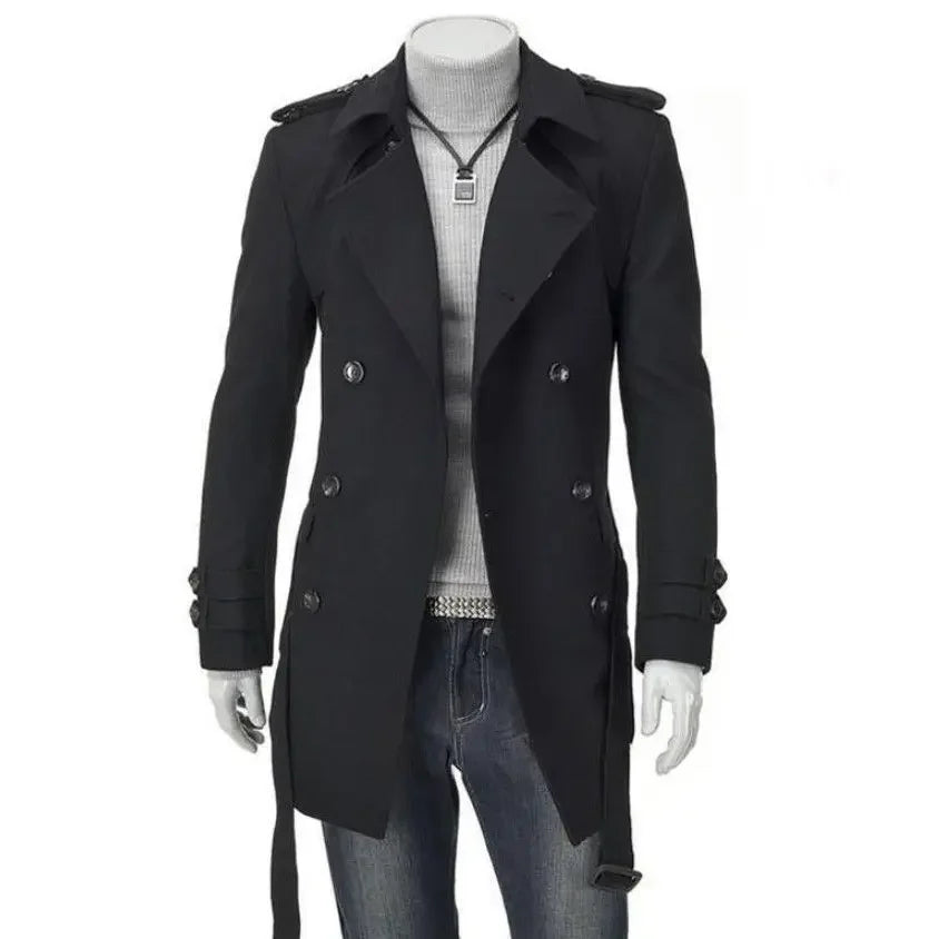 New Arrival Autumn/winter Men's Korean Style Overcoat Fashionable Shoulder Length Medium-length Row Button Woolen Overcoat