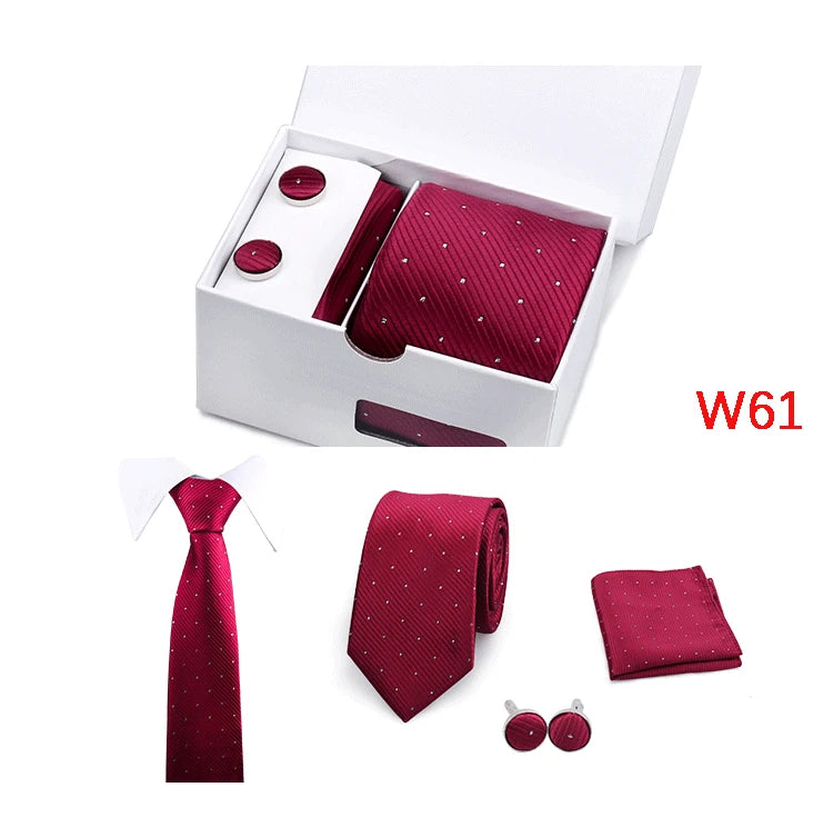 Mens Tie Set In A Box Paisley Ties For Men Gifts Luxury Necktie Pocket Square Cufflinks Wedding Business Formal Suit Tie