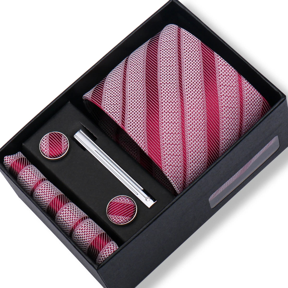 Ties Gift Box Brand Design Top Quality Jacquard Necktie Hanky Cufflink Set Tie Clip For Men Gravatas Business Wedding