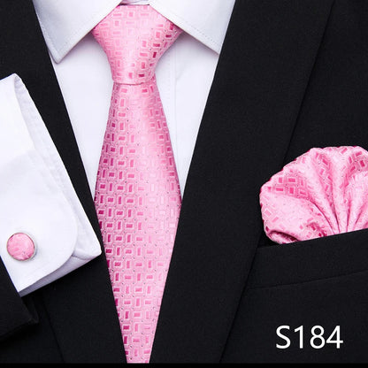 Hot Sale Holiday Gift Tie Pocket Squares Cufflink Set Necktie Dot Man Dark Grey Wedding Accessories Performance