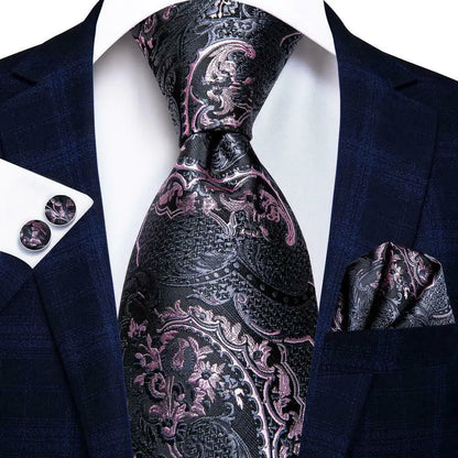 Hi-Tie Peacock Blue Novelty Designer Silk Wedding Tie For Men Hanky Cufflinks Gift Mens Fashion Necktie Set Business Party