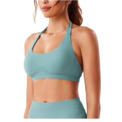 Women's Gym Solid Color Sports Bra Sexy Tight Fitting Backless Seamless with Chest Cushion Vest Exercise Yoga Camisole Top