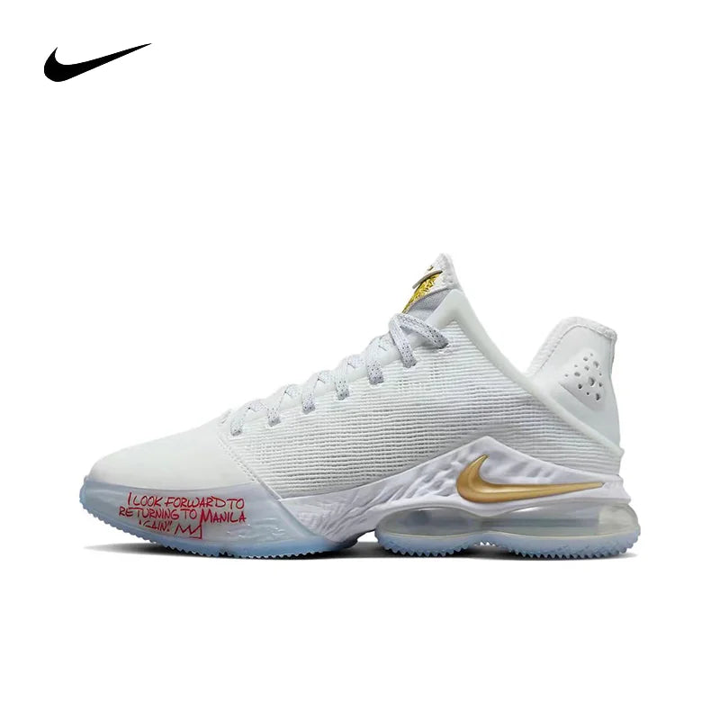 Nike Lebron 19 shock-absorbing durable wrapped supportive Mid Top Air Zoom practical basketball shoes for men and women